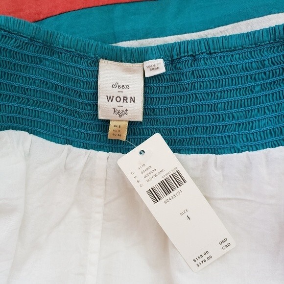 Anthropologie Seen Worn Kept 100% Cotton Embroidered Ruffle Sleeve Tunic/Top - Picture 13 of 15